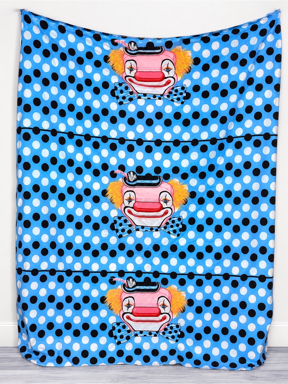 Vintage rare clown fabric 74x56 inches 3 clown faces circus core fabric craft
